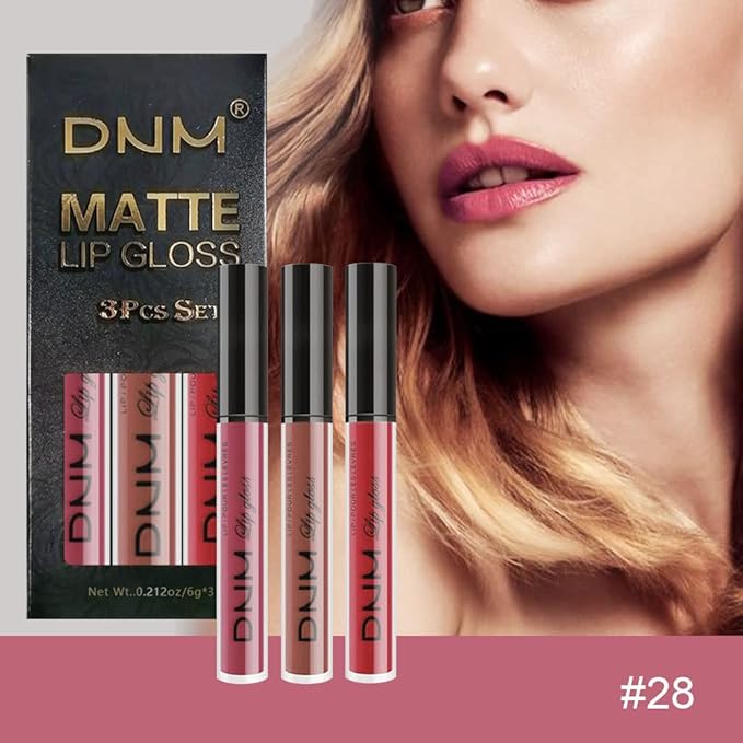 evpct 3Pcs Mauve Neutral Light Rosey Nude Blue Red Matte Liquid Lipstick Lip Stain Sets for Women Long Lasting 24 Hours Lipstick Light Skin labiales matte larga duracion 24 matenhoras originales