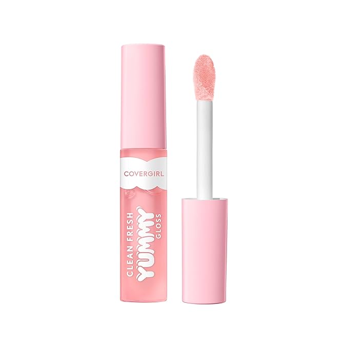 COVERGIRL Clean Fresh Yummy Lip Gloss, Sunshine Rays, W&F, Hydrating, Non-Sticky, Hyaluronic Acid, Glassy Shine, 0.33oz