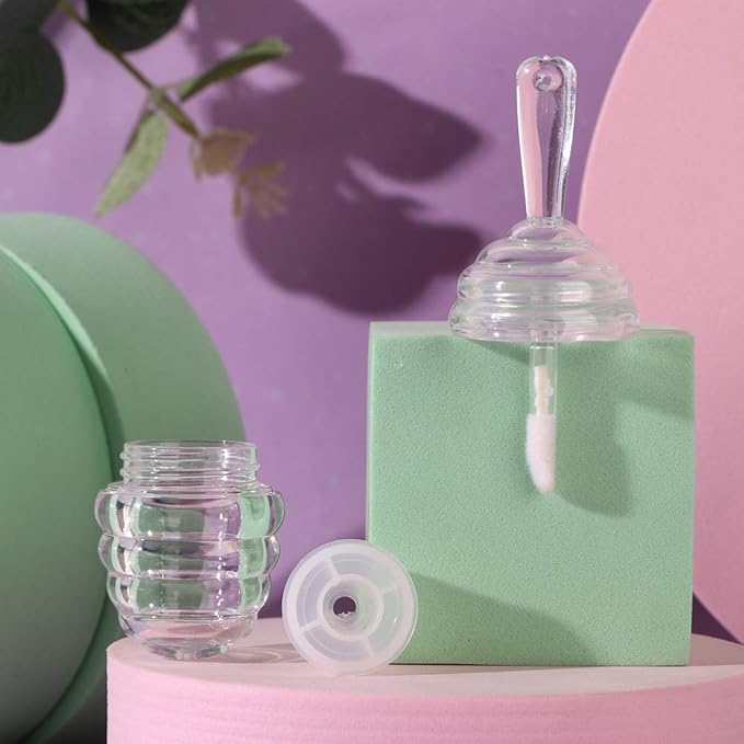 RONRONS 20 Pieces Lip Gloss Tubes, 5.5ml/0.19oz Clear Lip Gloss Containers Amber Honecomb Shaped with Wand Empty Lip Balm Bottle Dispenser with Rubber for DIY Lipstick Cosmetic Sample