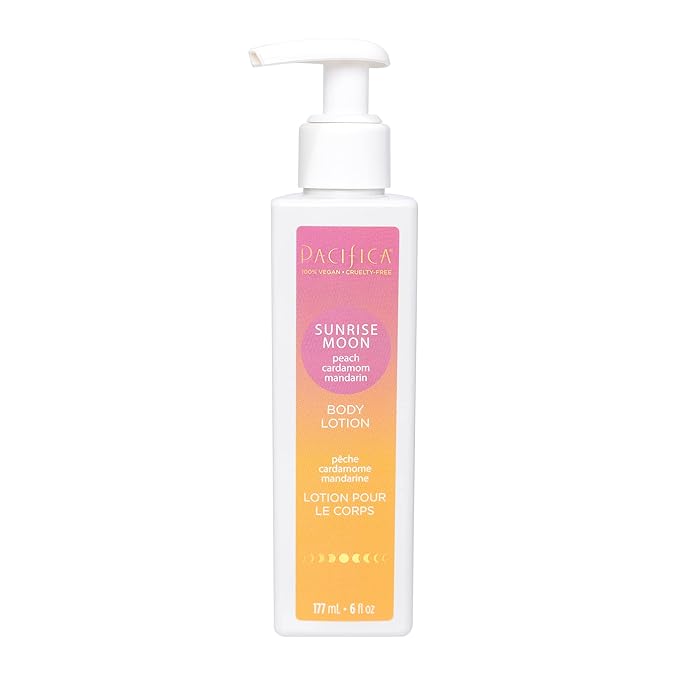 Pacifica Body Lotion - Sunrise Moon Body Moisturizer -Plant Powered Aromatherapy Peach, Cardamom & Mandarin Scented -w/Shea Butter, Avocado & Sunflower Clean Vegan & Cruelty-Free Dermatologist Tested