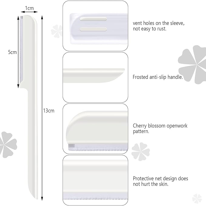 10 Pieces Women's Facial Razor Eyebrow Shaver Razor Brow Shaper Eyebrow Trimmer Dermaplaner Shaping Tool with Cover (White)