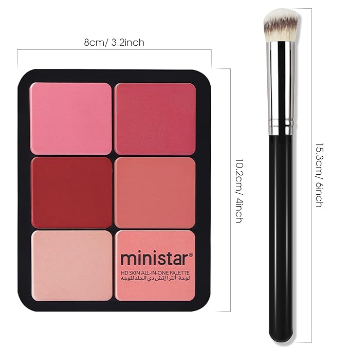 12 Colors Cream [Blush] Makeup Palette for Cheeks - All in One Blush Makeup Palette Kit with Brush, Natural Matte Long Wearing, Waterproof Blendable Face Make Up Pallete (#01)