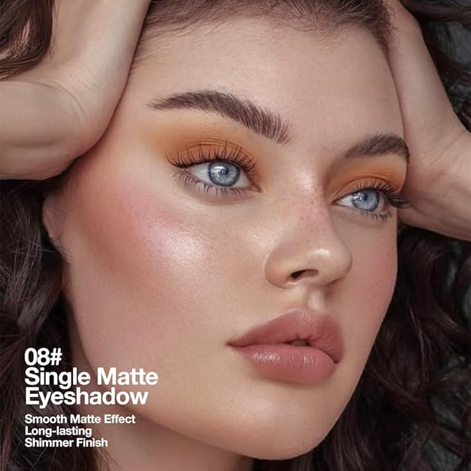 Monochrome Pressed Eyeshadow, Waterproof Neutral Powde Mini Eyeshadow, sombras para ojos, Talc, Paraben & Cruelty Free (H08#Matte Brown)