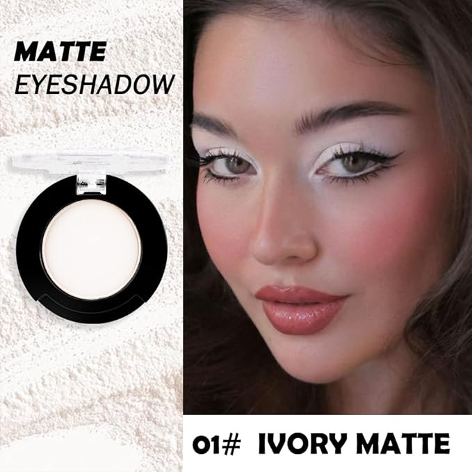 Monochrome Matte Eyeshadow Makeup Palette, Highly Pigmented Ivory White Eyeshadow Palette, Matte Pressed Powder Eye shadow Makeup, Single Vegan Eye Shadow, Daily Evening Women Girls Eyeshadow Gift 1#