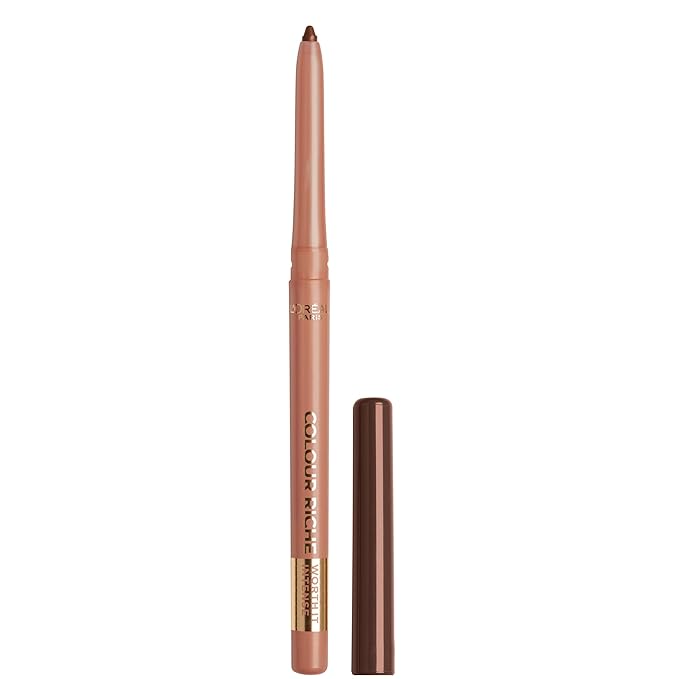 L'Oreal Paris Colour Riche Lip Liner Pencil, Creamy Pencil with Omega 3 and Vitamin E, 570 Worth It Intense, Brown Lip Liner, 0.01 Oz