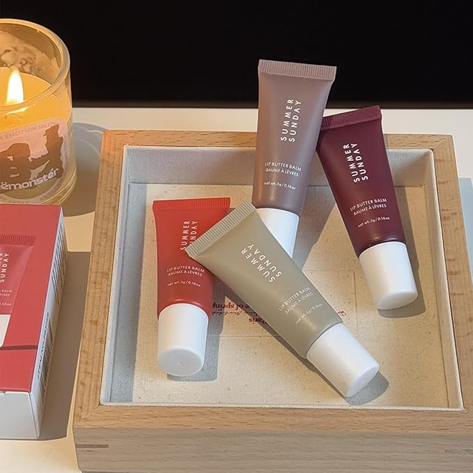 Mini Lip Butter Lip Gloss set, Smooth, Hydrating, Non-Sticky Lip Gloss for Soft and Supple Lips, Perfect for Travel & Gifts (Set A, S)