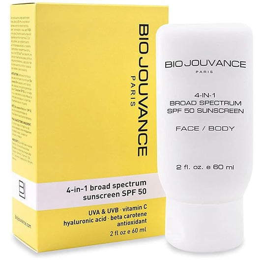 4 In 1 Sunscreen 2oz(60ml) | SPF50 Sunblock + Moisturizer + Anti-Aging + Antioxidant | Face&Body Sensitive Skin | Made in France