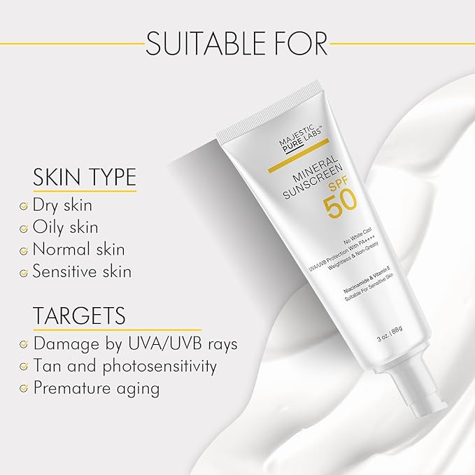 100% Mineral Sunscreen with Zinc Oxide & Titanium Dioxide | Blends Seamlessly for Healthy Glow with Vitamin E & Niacinamide | UVA/UVB Protection & Zero White Cast with SPF 50 | 3 oz