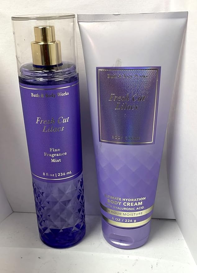 Generic Bath and Body Works - Fresh Cut Lilacs - Gift Set - Fine Fragrance Mist And Body Cream - 2021, Full Size