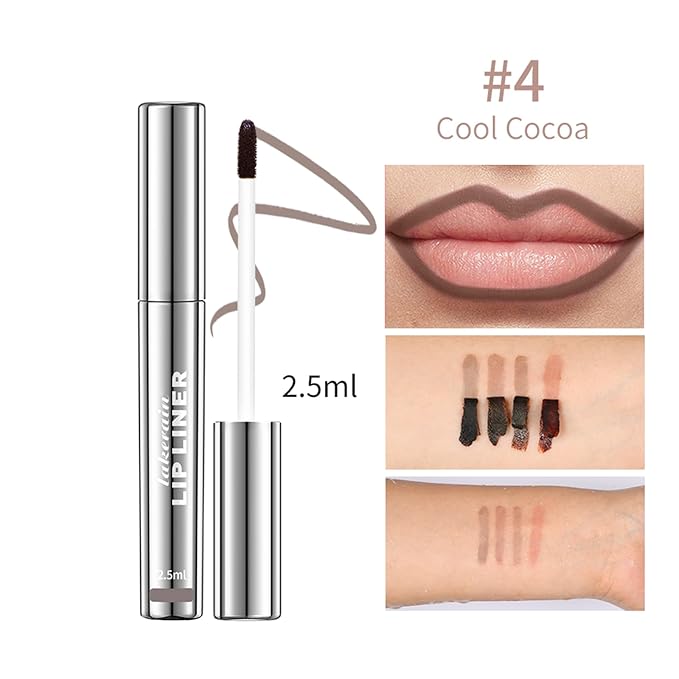 Peel Off Lip Liner Stain - Long-Lasting, Smudge-Proof, Waterproof Nude Matte Lip Tint, Non-Fading Peel Off Lip Color, Effortless Precision & Full Coverage, Vegan & Cruelty-Free, #4 Cool Cocoa
