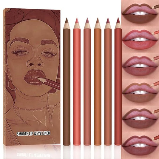 6-Color Velvet Matte Lipstick Pencils Pack for Lips Makeup, Ultra Smooth Creamy Hydrating, Long-Lasting High lmpact Color Soft Finish, Moisturized Lips (6Pcs Matte Lip pencils Set-B, Pack of 1)