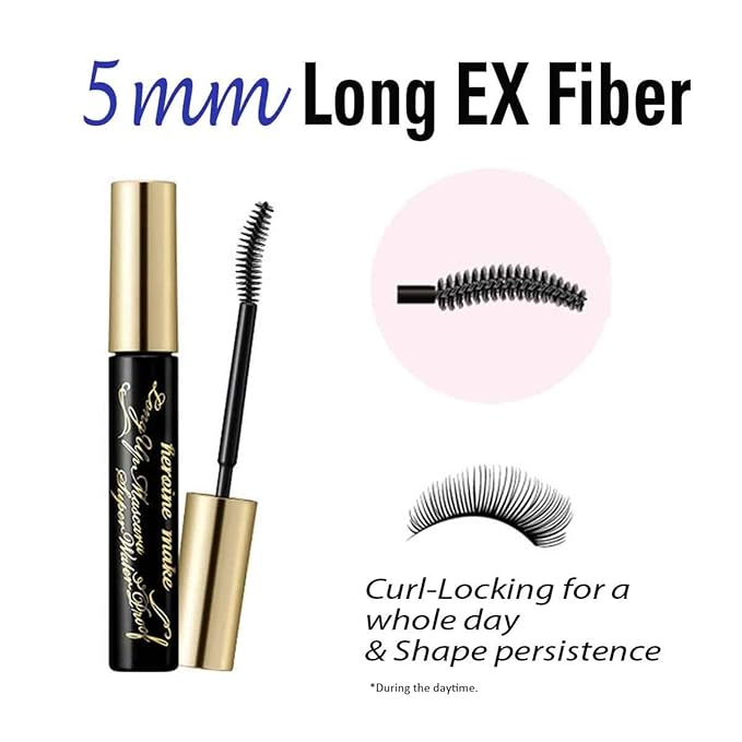 HEROINE MAKE by KISSME Mascara Duo Set | 2 Full-Size - Long & Curl Up Waterproof Mascara Black, Lengthening & Volume Fiber Tubing Mascara + Gentle Eye Makeup Remover for Waterproof Mascara