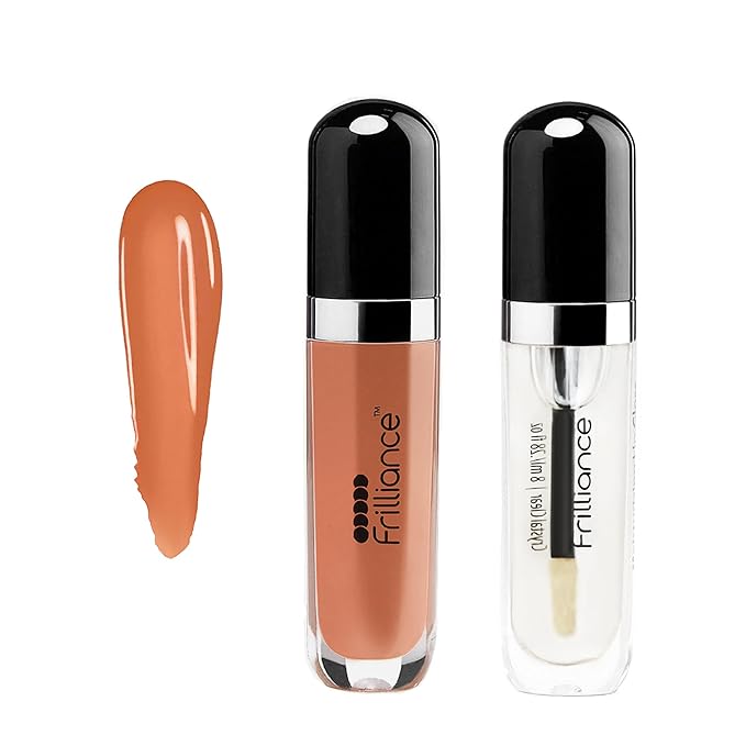 Frilliance Lip Duo Moisturizing Natural Lip Gloss Crystal Clear, Neutral Bliss, Cruelty Free Hypoallergenic All Skin Types
