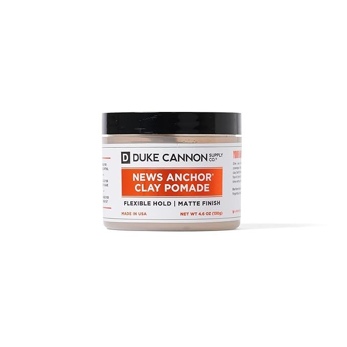 Duke Cannon Supply Co. News Anchor Clay Pomade - Flexible Hold, Matte Finish, 4 oz.