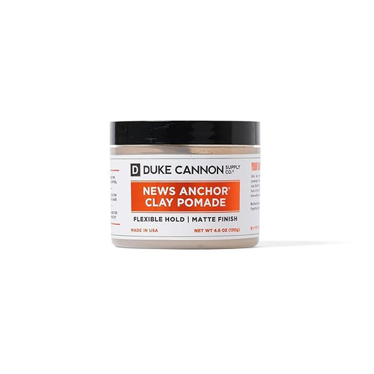 Duke Cannon Supply Co. News Anchor Clay Pomade - Flexible Hold, Matte Finish, 4 oz.