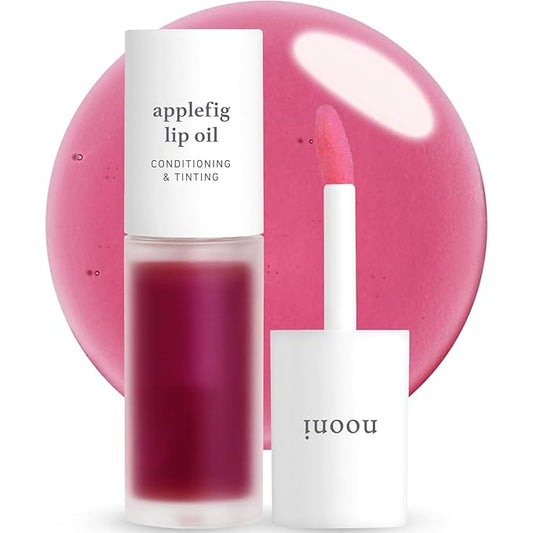 NOONI Korean Hydrating Lip Oil - Applefig | Long-Lasting, Moisturizing, Plumping, Revitalizing for Dry Lips, Waterproof, No Peel Off, Hydrating, Nourishing Crystal Clear, 0.12 FL Oz