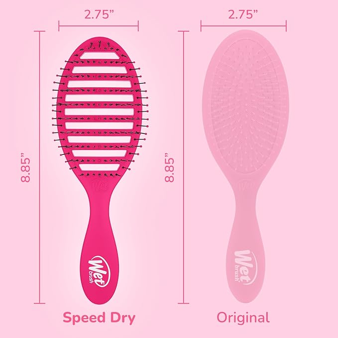 Wet Brush Speed Dry Hair Brush - Pink - Vented Design and Ultra Soft HeatFlex Bristles Are Blow Dry Safe With Ergonomic Handle Manages Tangle and Uncontrollable Hair - Pain-Free (Pack of 2)