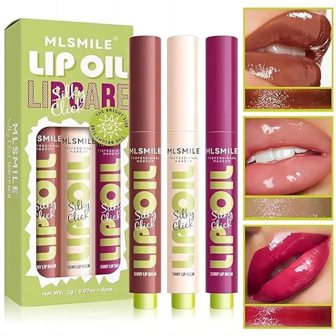 3 Colors Fat Lip Oil Click Slick,Non-stick High