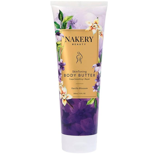 Nakery Skin Toning Body Butter for Women - Firming Body Lotion for Women - Peptide Infused Body Lotion for Crepey & Sagging Skin - Skin Firming Lotion for Neck, Arms & Legs - Vanilla Blossoms