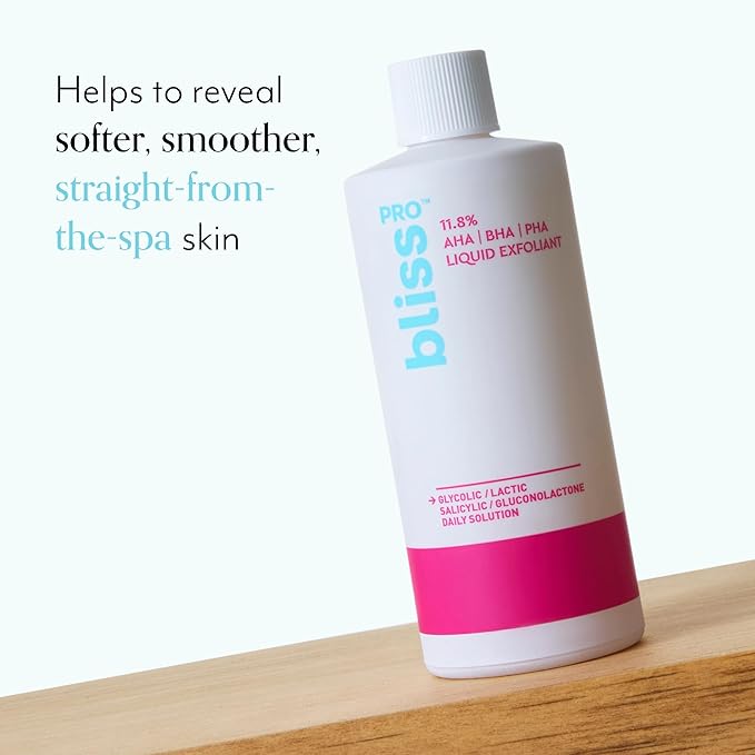 BlissPro™ Liquid Exfoliant - Weekly Exfoliating Treatment with 11.8% AHA, BHA, PHA - 4 Fl Oz | Smooths Skin Texture, Reduces Pores & Fine Lines