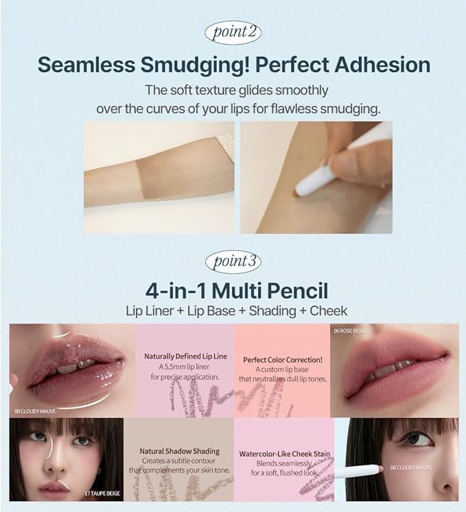 Heart Percent Dote On Mood Lip Pencil, Long-Lasting Creamy Lip Crayon Smooth Color Liner Retractable Lipstick Pencil 0.8g, 20. Salmon Beige