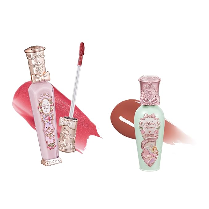 Flower Knows Midsummer Fairytales Lip Gloss G09 Dream Voyager + Violet Strawberry Rococo Glitter Lip Gloss G02 Rasberry Booze