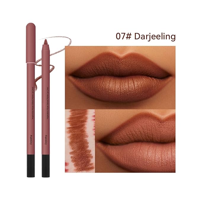 KISSIO Lip Liner,Creamy Lip Pencil,Long Lasting Lip Liner with Sharpener,Matte Finish,Smooth and Soft,Non-Dry,Easy to Use,Cruelty free,0.02 oz,07 Daejeeling