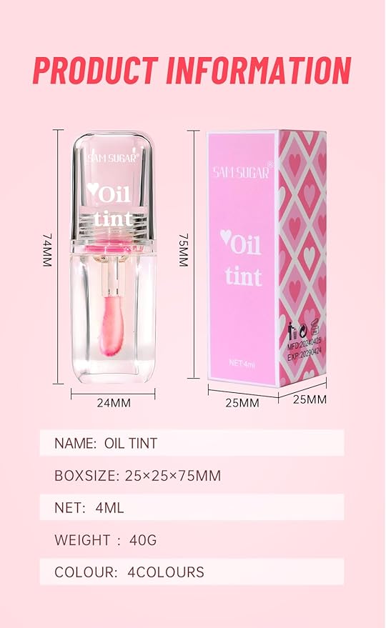 Hydrating Lip Oil Tint, Lip Glow Oil Plumping Hydrating