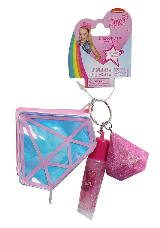 JoJo Siwa Diamond Lip Keychain Gloss, Balm and Coin Purse (Multicolor, 2 Pack)