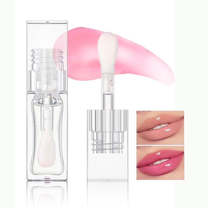 Color Changing Lip Oil, Temperature Color Change Lip Gloss, Transparent Plumping Lip Oil, Non Sticky, Lightweight, Shiny Lip Tint Oil for Lip Care (#06 Clear to Pink Without Glitter)
