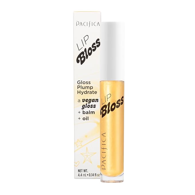 Pacifica Plumping Lip Gloss - Lip Bloss Tinted Lip Balm Treatment - Vanilla Bean Flavored - Moisturizing, High-Shine, Long-Lasting Shine, Jojoba Oil Vegan & Cruelty-Free, 0.14 Fl Oz