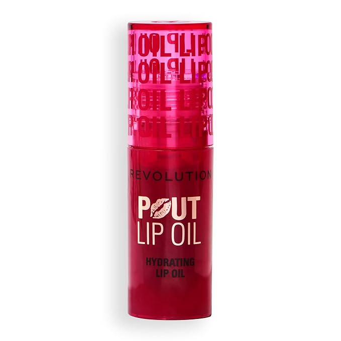 Revolution, Pout Lip Oil, Nourishing Tinted Lip Oil, High Shine, Non-Sticky Finish, Vegan & Cruelty-Free, Cherry Red, 0.13 oz