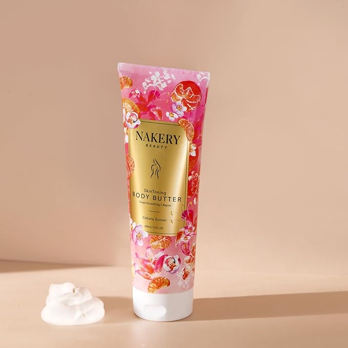 Nakery Skin Toning Body Butter for Women - Firming Body Lotion for Women - Peptide Infused Body Lotion for Crepey & Sagging Skin - Skin Firming Lotion for Neck, Arms & Legs - Cabana Sunset