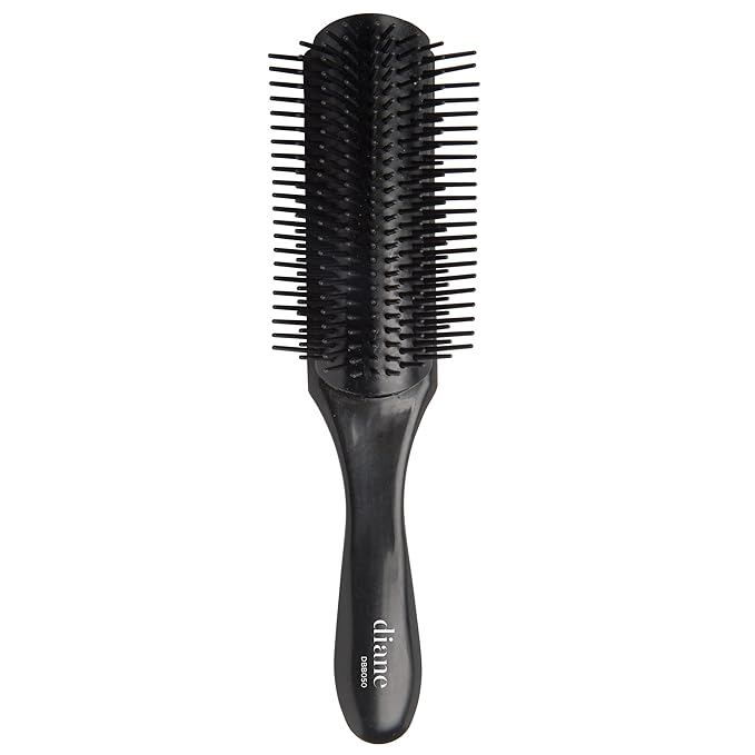 Diane Nylon Pin Styling Hairbrush for Detangling, Separating, Shaping, and Defining Wet or Curly Hair, Heat-Resistant, Anti-Static, Hair Care Essential, Black