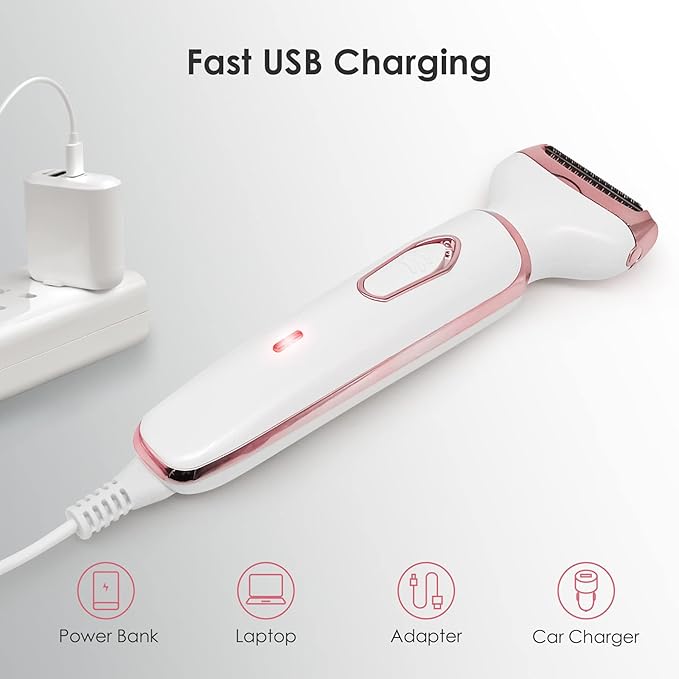 Electric Razors for Women, 4 in 1 Electric Women Shaver, Hair Removal Epilators for Leg Face Arm Bikini Armpit Pubic Hair, Cordless Rechargeable Portable Women's Bikini Trimmers, White