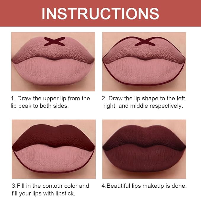 2-in-1 Deep Red Lip Liner & Lipstick Set Kit for Women, Matte Lips Kit with Lip Liner Lip Stains Long Lasting Waterproof 24 Hour Lipstick and Lip Liners Combo Lipliners Pencil Set 15