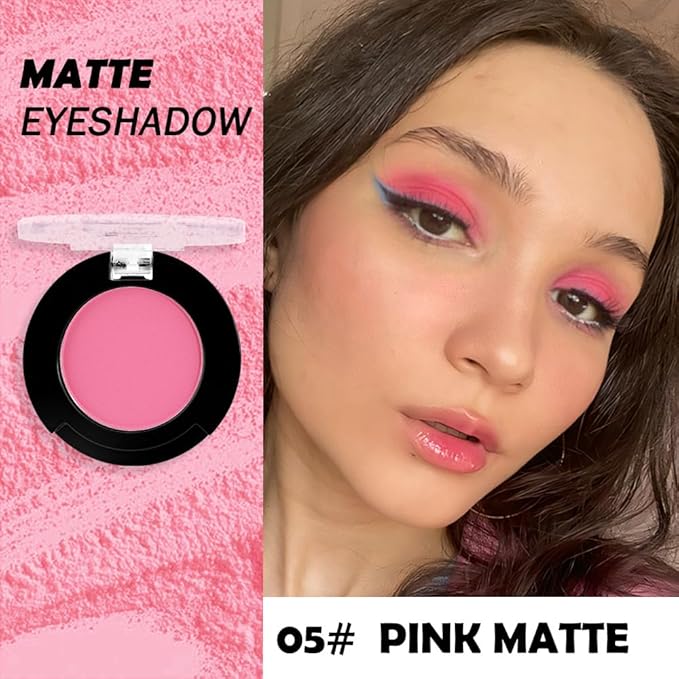 Monochrome Matte Eyeshadow Makeup Palette, Highly Pigmented Pink Red Eyeshadow Palette, Matte Pressed Powder Eye shadow Make up, Single Vegan Eye Shadow, Daily Evening Women Girls Makeup Eyeshadow 5#