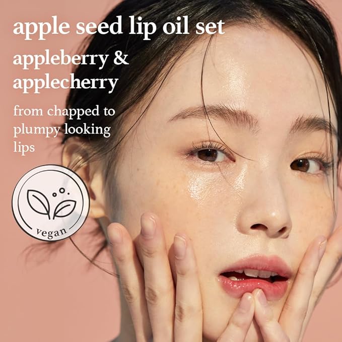 NOONI Korean Hydrating Lip Oil Set - Appleberry & Applecherry | Long-Lasting, Moisturizing, Plumping, Revitalizing for Dry Lips, Waterproof, No Peel Off, 0.12 FL Oz x 2ea