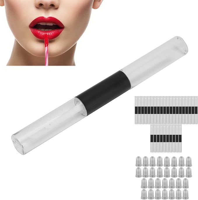 30pcs 5ml Empty Lip Gloss Tubes, Double Ended Refillable Lip Balm Gloss Containers Bottles with Rubber Inserts for Women Girls DIY Makeup