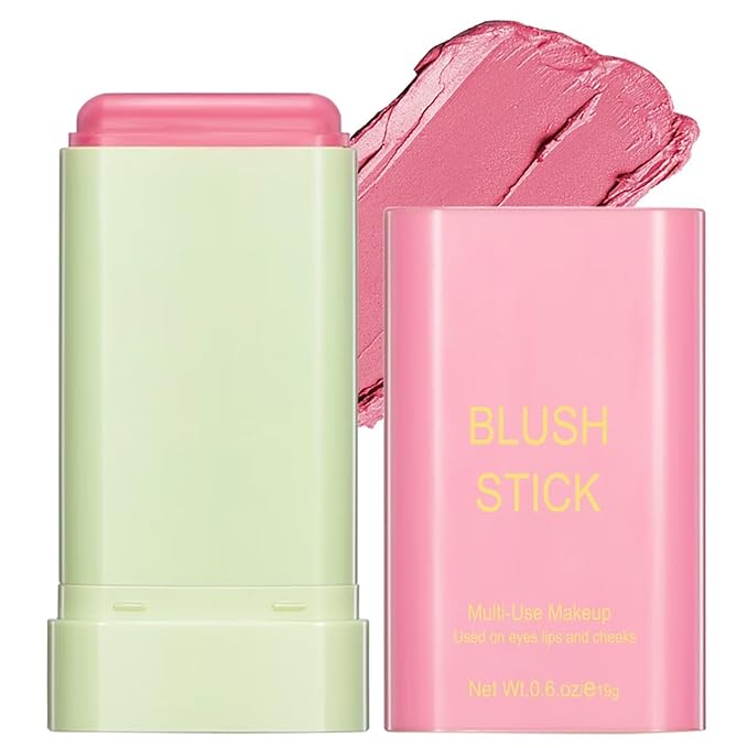 Multi-Use Makeup Blush Stick,Beauty Solid Moisturizer Stick,Waterproof Natural Cheek(1#shy pink)