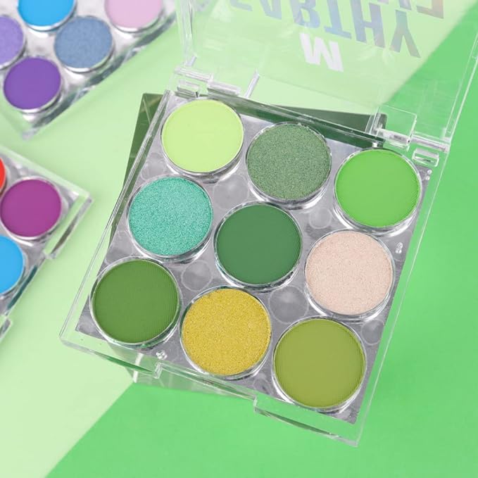 9 Colors Shimmer Matte Green Eyeshadow Palette. Highly