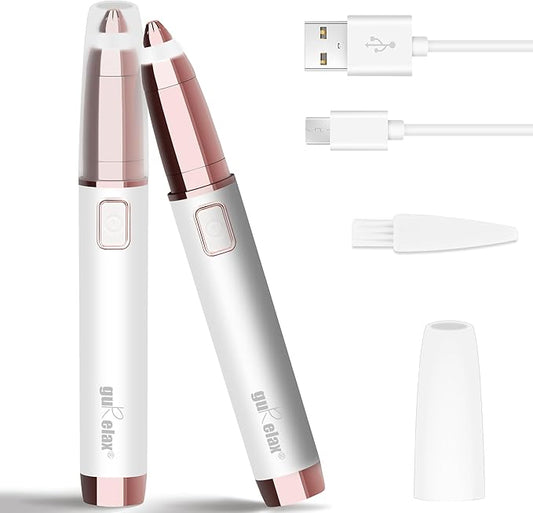 gurelax Eyebrow Trimmer for Women,Electric Eyebrow Hair Remover, Painless Brow Razor Shaper with LED Light, USB Rechargeable, Eye Brow and Face Epilator for Ladies(White)