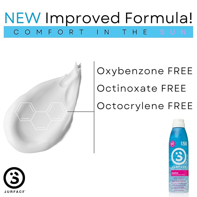 Surface TROPIX Sheer Touch Spray Sunscreen, Water Resistant, UVA/UVB Broad Spectrum, Fast Drying Protection, PABA Free - 6oz - SPF 50-2 PACK