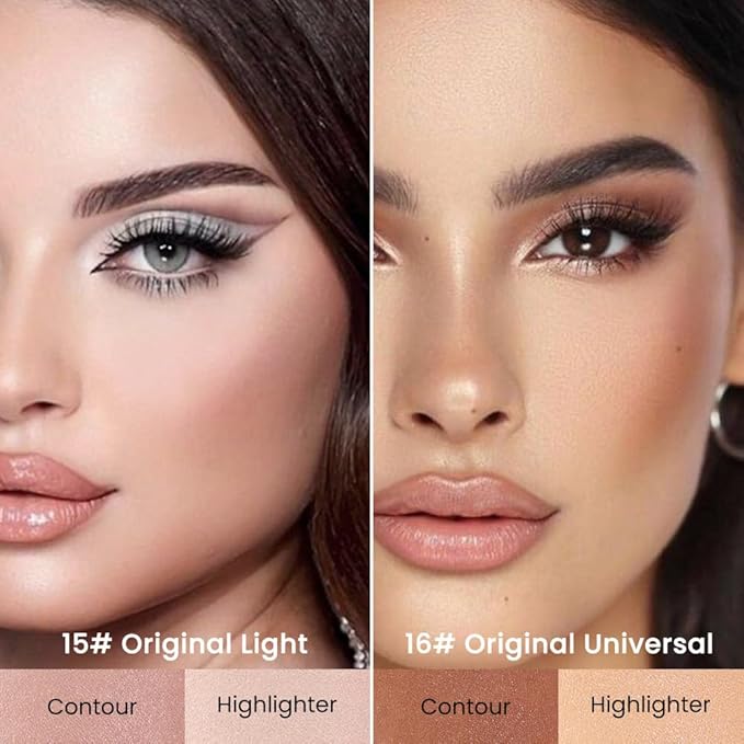 Kaely 2Pcs Cream Bronzer Highlighter Stick,Face Shaping Contouring Shades Makeup,15+16