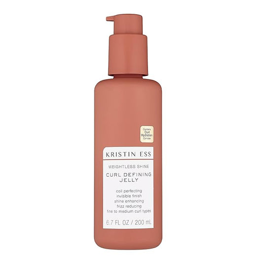 Kristin Ess Weightless Shine Curl Defining Jelly with Glycolic Acid - For Curly Hair, Frizz Control, Humidity Shielding, Vegan, Color + Keratin Safe