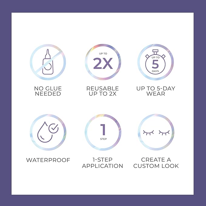 KISS imPRESS Falsies Long Lasting Self Adhesive Eyelashes, ‘Demi Natural’, 5 Day Extended Wear, 24 Natural Volume Lash Clusters (5,6,8,10,12, & 14mm), Precision Non-Stick Applicator