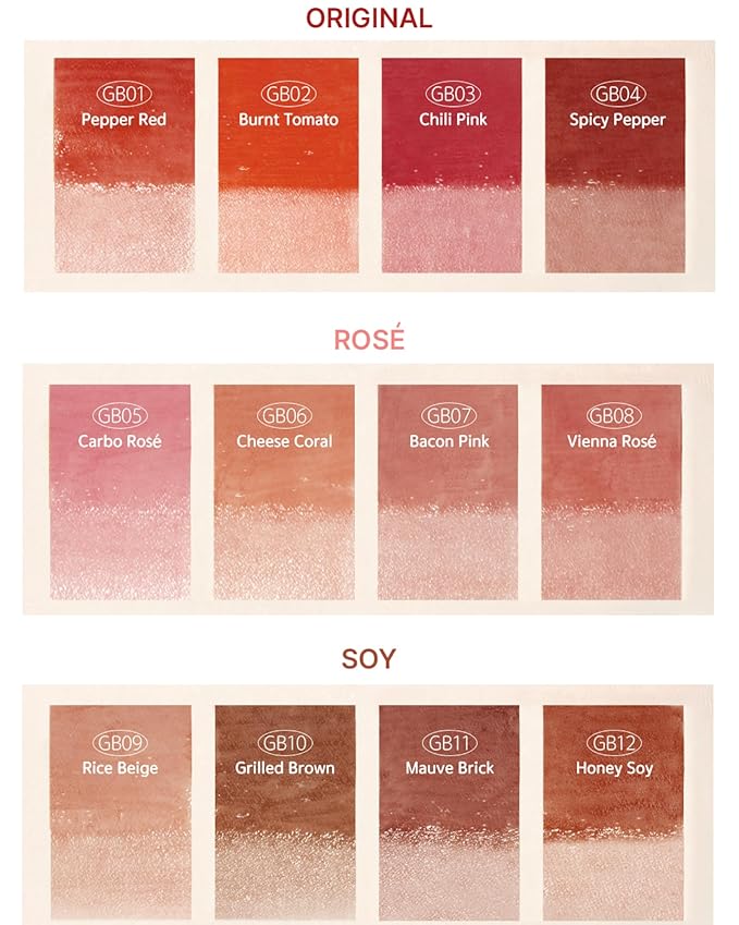 Glow Bokki Glossy Lip Tint, Korean Beauty (GB04 Spicy Pepper, 4.1 grams)