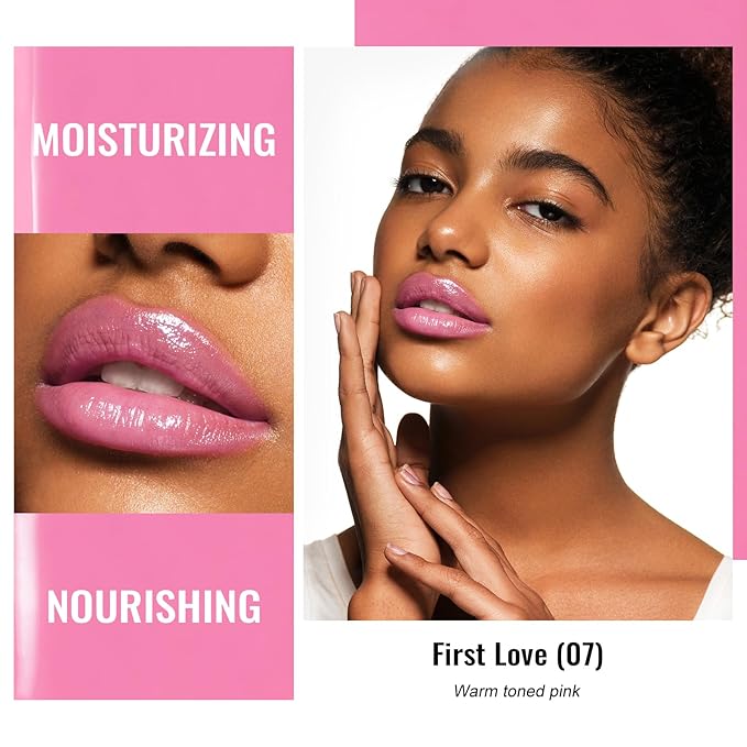 Oulac Warm Pink Shine Lipstick - Moisturizing Lip Stick Glossy Tinted Lip Balm, Sheer Shine Juicy Finish, Lightweight and Hydrating Formula for Dry Lip Care, Vegan 2.2g/0.07oz (07)