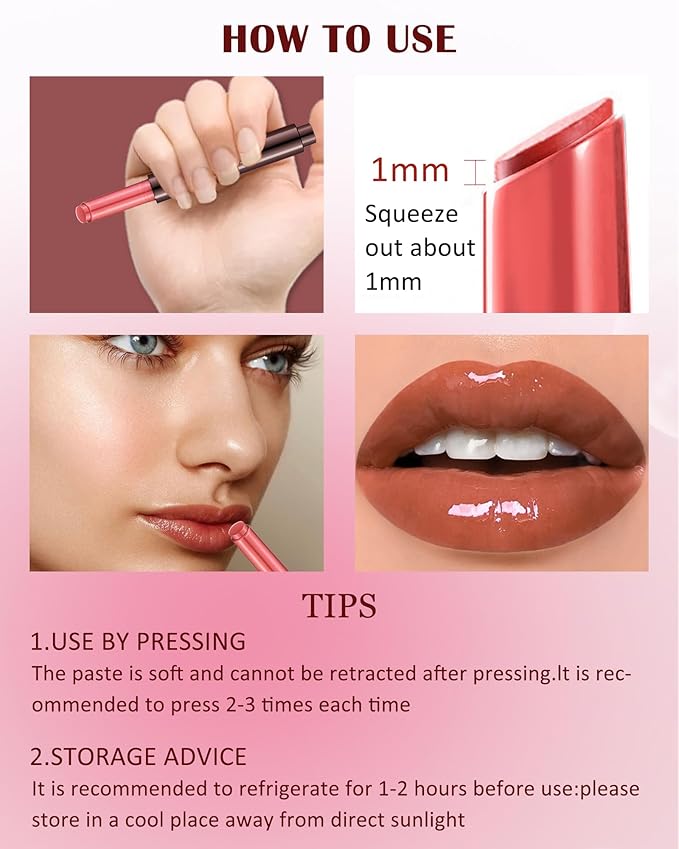 Hydrating Shimmer Lipstick,Moisturizing Jelly Lip Gloss,High Shine Dew Tinted Lipstick,Long Lasting Waterproof Tint Lip Balm Plumping Lip Stain,Non Sticky Glossy Butter Blam, Makeup Gift for Women-07#