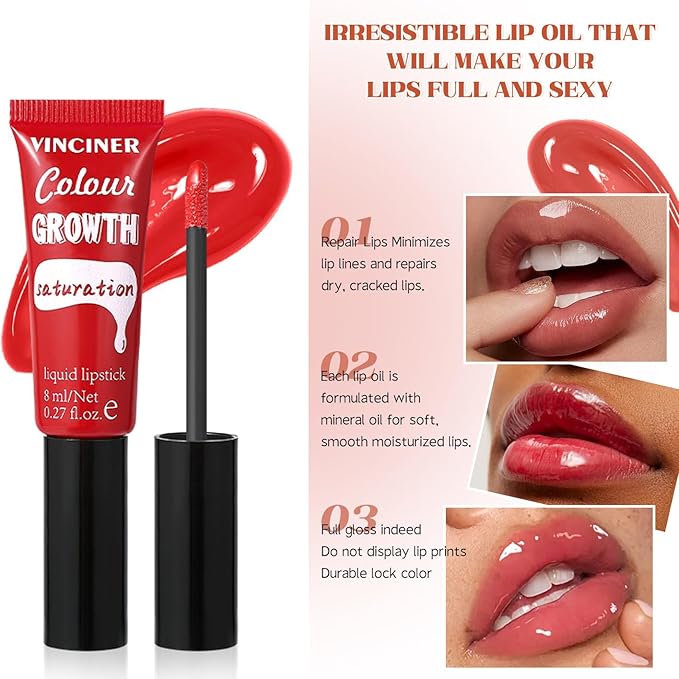 4 Colors Hydrating Glossy Liquid Lipstick Set, Moisturizing Shiny Tinted Lip Gloss, Nourishing Long Lasting Lip Stain Lip Blam for Girls And Women Makeup